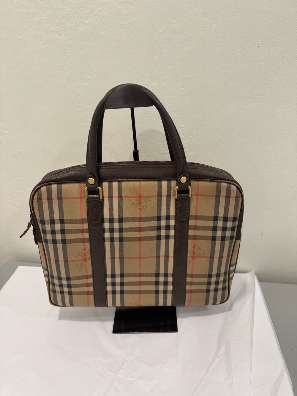 Burberry Beige and Brown Check top handle - Picture 2 of 5